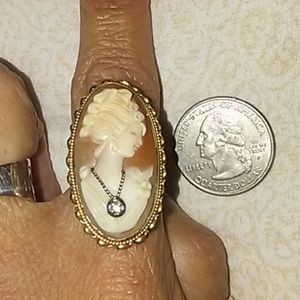 Early 1900's antique cameo ring with diamond